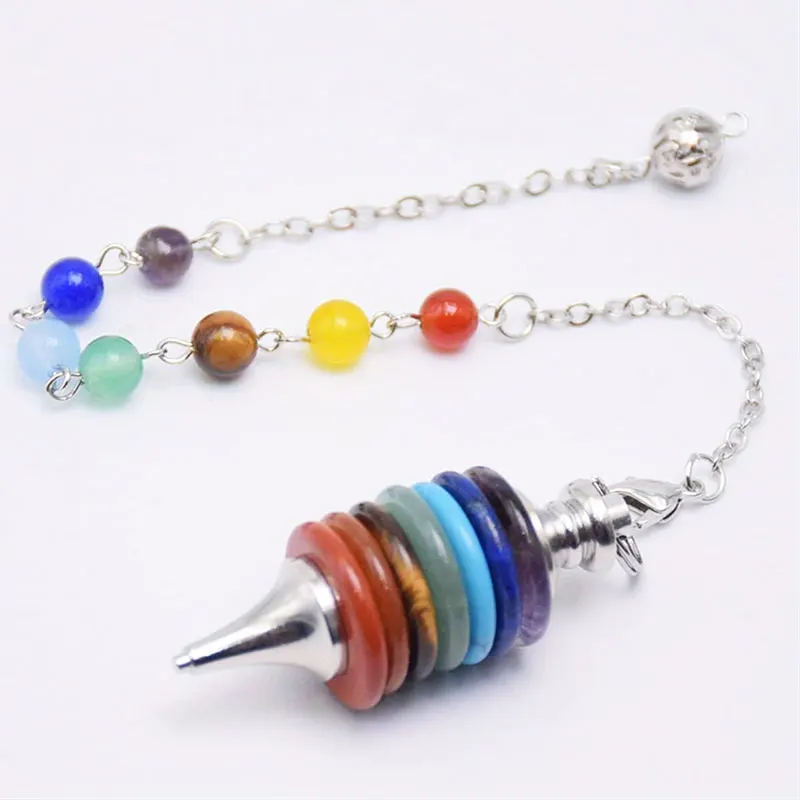 Reiki 7 Chakras Real Natural Stone Crystals Pendulums for Dowsing Divination Quartz Wicca Healing Protection Pendant Pendulo
