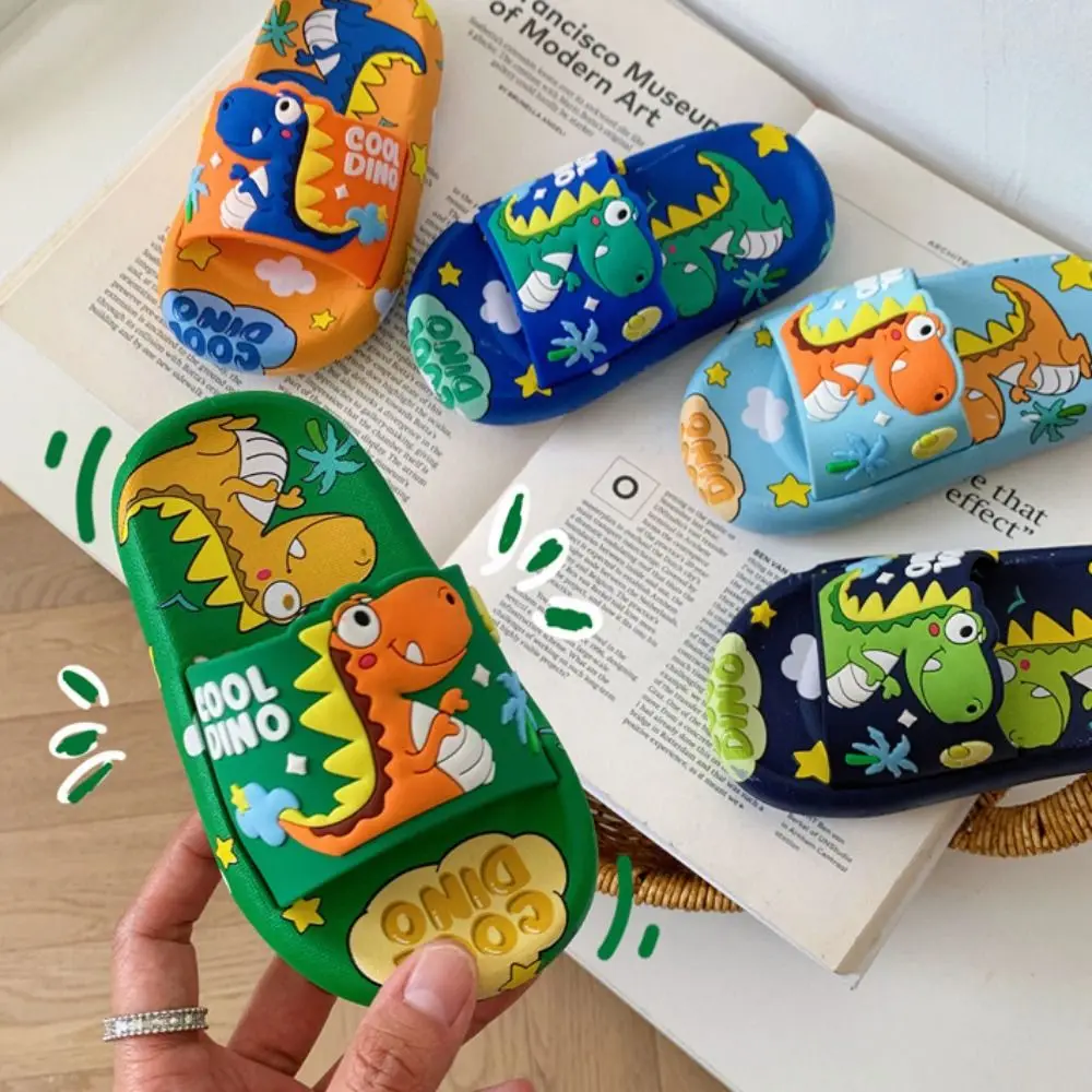 الكرتون لطيف ديناصور النعال المضادة للانزلاق إيفا الكرتون الحيوان النعال بلون منصة الأطفال الحمام الصنادل الأولاد