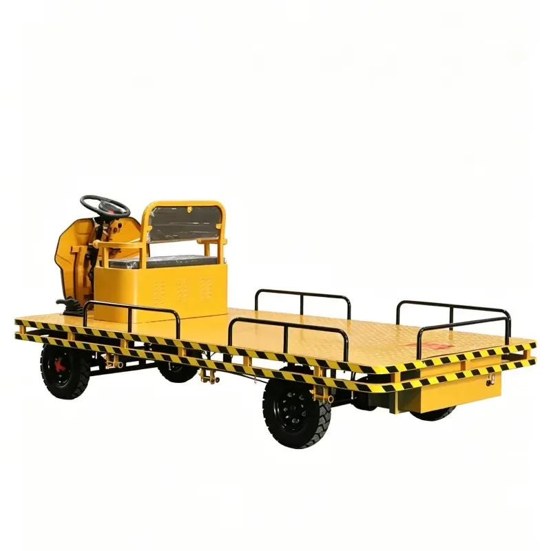 Farm Using Heavy Electric Flatbed Cargo Truck and Warehouse Tow Tractor Trolley for Factory Logistics Transport Cart