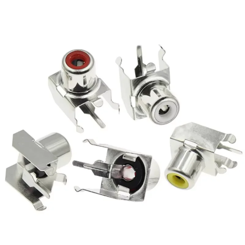 

5PCS Audio Video Jack Lotus Seat AV1-8.4-3B 2 pin PCB Soldering With The Core Socket Hole Seat Red/Yellow/White RCA AV