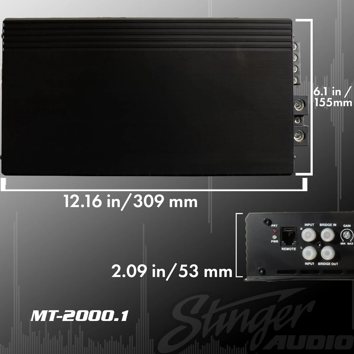 1-قناة قطعة واحدة 2000 واط RMS مضخم صوت السيارة مع مقبض جهير للتحكم عن بعد، الفئة D، Hexfet Mosfet، رائجة البيع