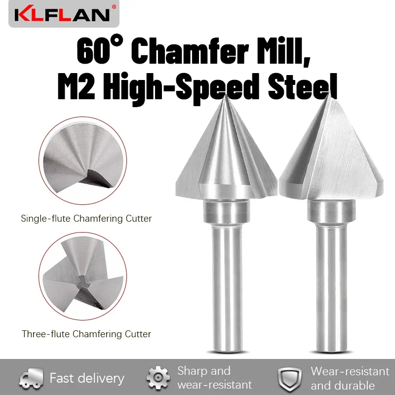 KLFLAN Countersink Drill Step Drill Bit Core Drilling Tool 60-Degree Chamfer Mill for Metal Machining Single or Three Edged