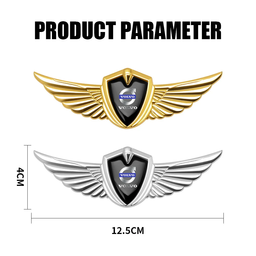 3D Metal Wings Stying Car Trunk Fender Emblem Stickers for Volvo T6 AWD C30 C40 C50 C70 S40 S60 S70 S80 S90 V40 V50 XC90