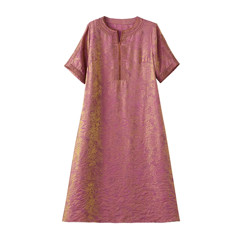 2025 Jacquard Embroidered Floral Silk Midi Dress Summer Women Satin Vintage Luxury Bodycon Prom Elegant Night Party Vestidos