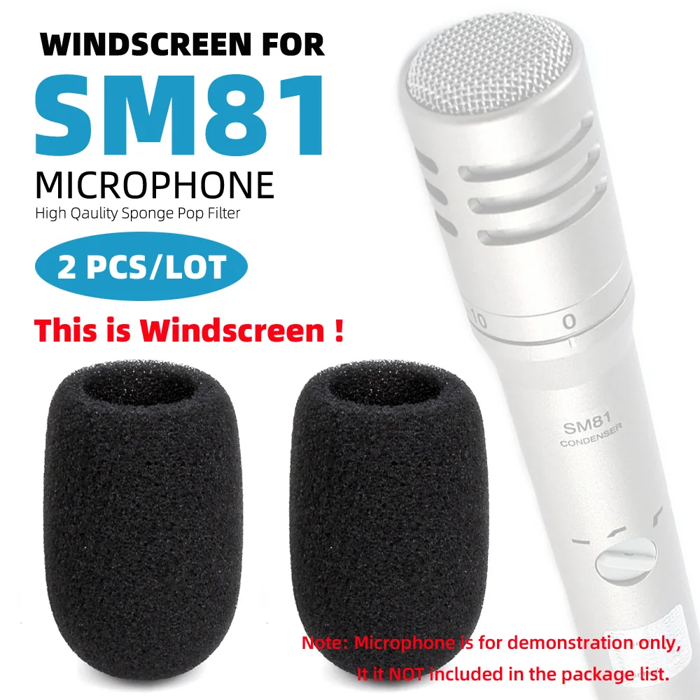 2PCS/LOT Compatible With Shure SM81 SM 81 LC Microphone Windscreen Pop Filter Windshield Sponge Foam Mic Windproof Mask Cover