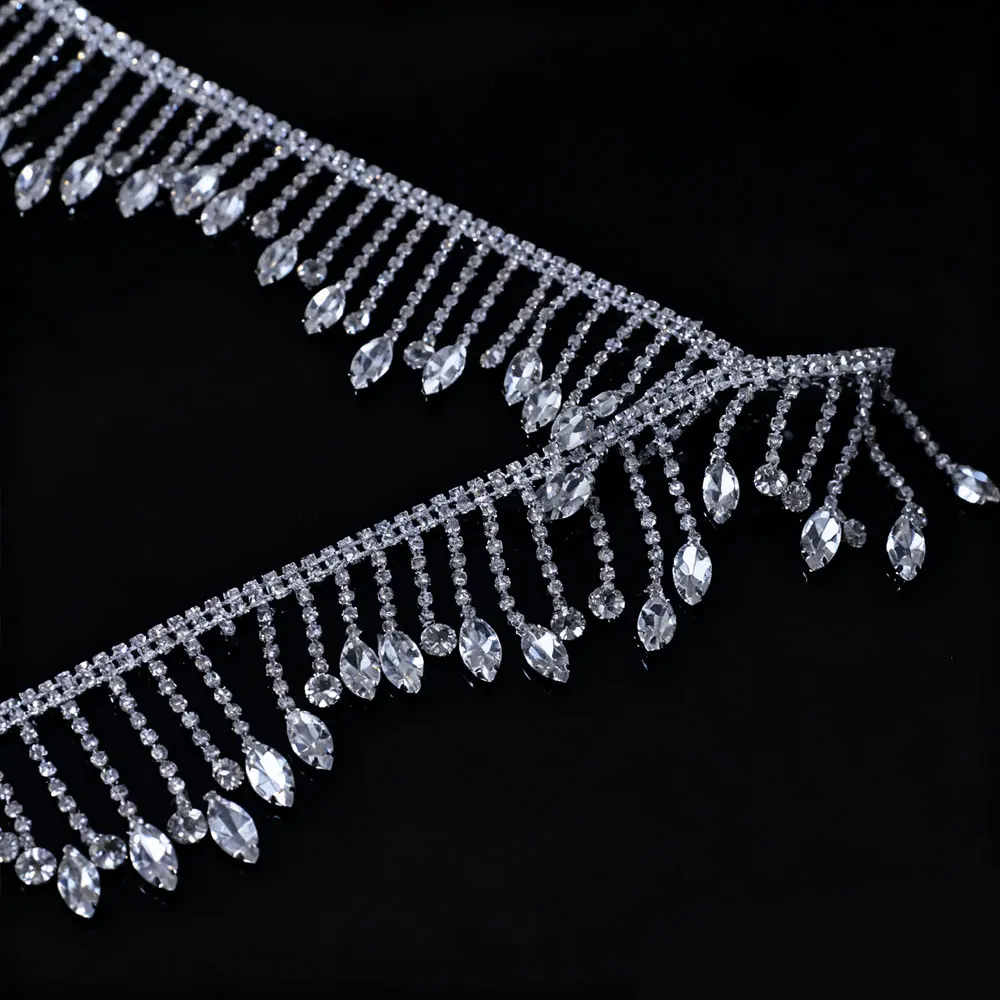 CUIER 1 ياردة حفلة الكرة ديكور حجر الراين شرابة قلادة فستان زفاف لافتة للنظر ملحق تصميم إكسسوارات الملابس الفاخرة