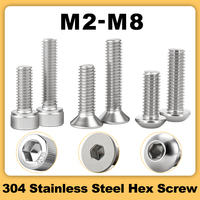 304 Stainless Steel Hex Socket Screw Thread Metal Machine Bolts M3 M4 M5 M6 M8 DIN912 DIN7991 ISO7380 A2 Hexagonal Allen Screws