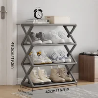 4 Tier Shoe Organizer, Foldable Shoe Rack Space Saving Standing Shoe Storage Organizer for Closet Hallway Entryway Bedroom - Image 3