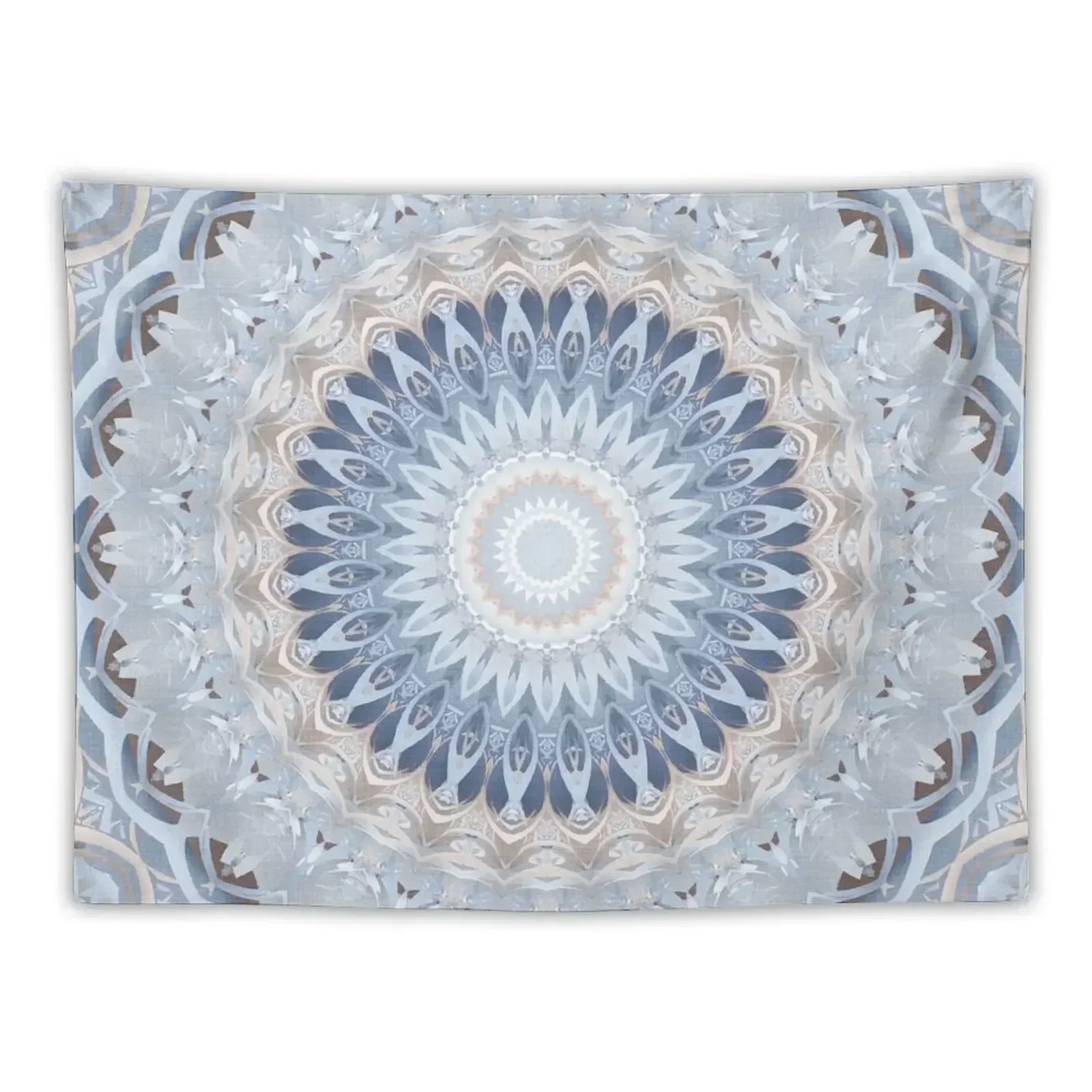 

Serenity Mandala in Blue, White & Ivory Tapestry Wallpaper Decorative Paintings Tapestry