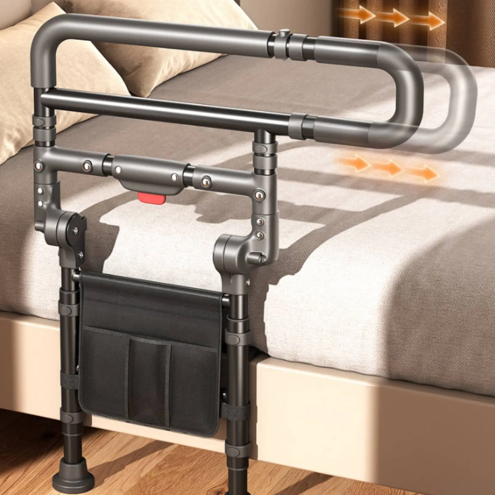 Barra de Seguridad Plegable para Cama con Luz, Barra de Asistencia Ajustable para Cama, Fácil de Instalar, Ayuda para la Vida Diaria, Soporte Estable para Personas Mayores