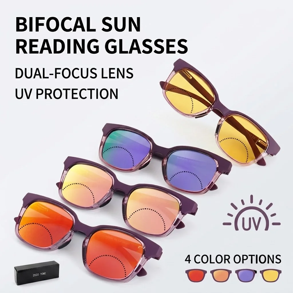 Image of Sonnenbrille für Männer und Frauen, bifokale Lesebrille, klassischer dicker Rahmen, Retro-Brille, für Zuhause und draußen, UV400-Brille, angenehm zu tragen