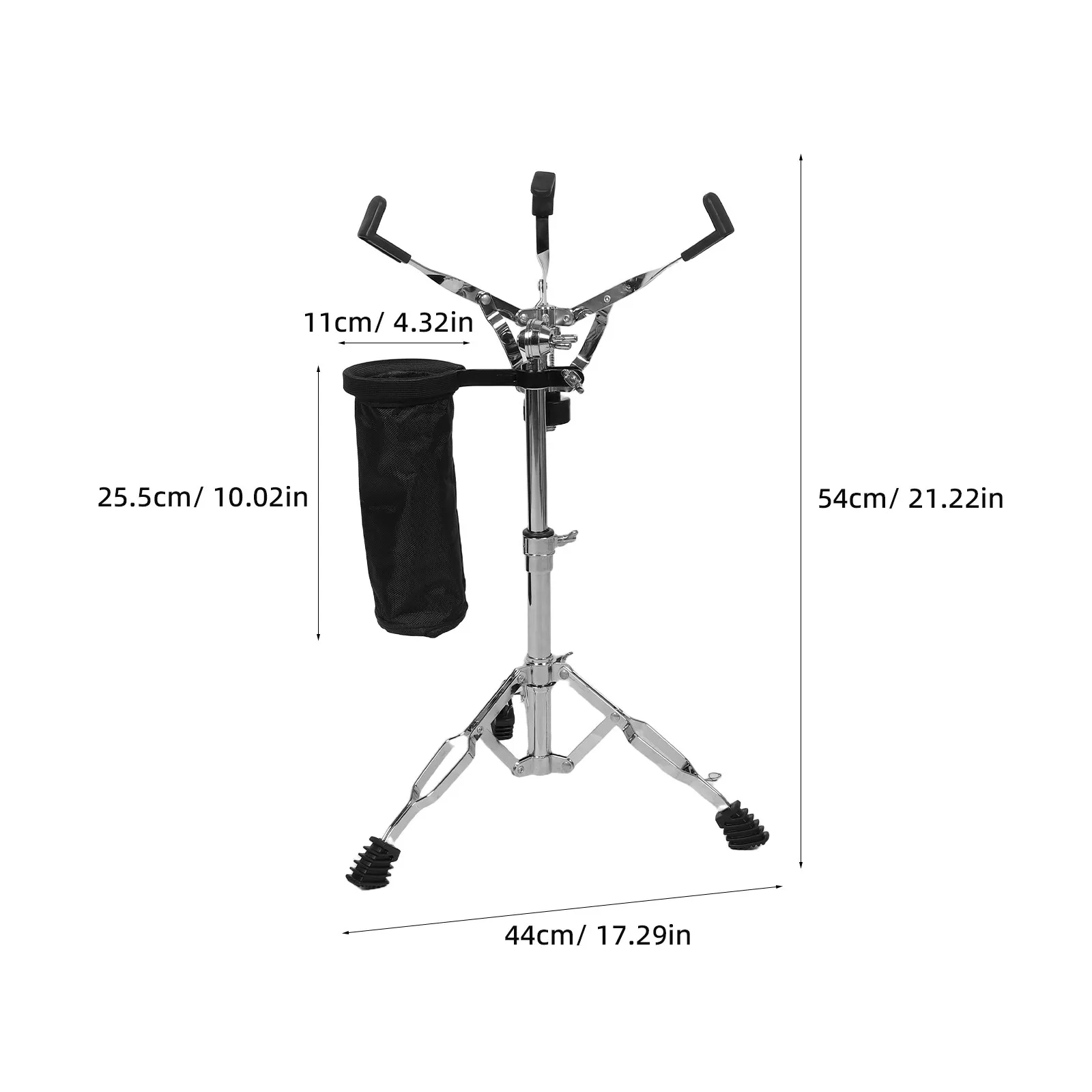 Double Braced Snare Drum Tripod Stand Adjustable Height Fits 10-14 Inch Snare Drum Practice Pad Drumstick Bag Holder Studio