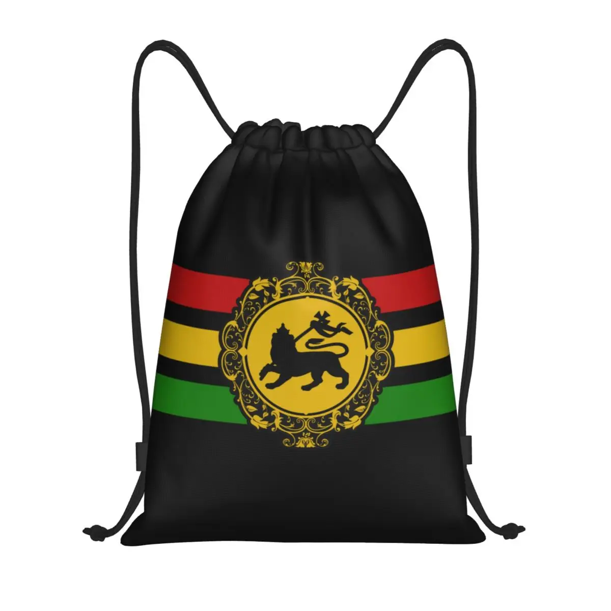 Custom Rasta Lion, Reggae Music, Roots Rock Reggae Drawstring Backpack Bags Lightweight Gym Sports Sackpack Sacks for Training