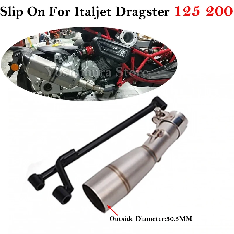 Slip On For Italjet Dragster 125 200 Motorcycle Systems Exhaust Escape Moto Modified Mid Link Pipe 51MM Special Accessories