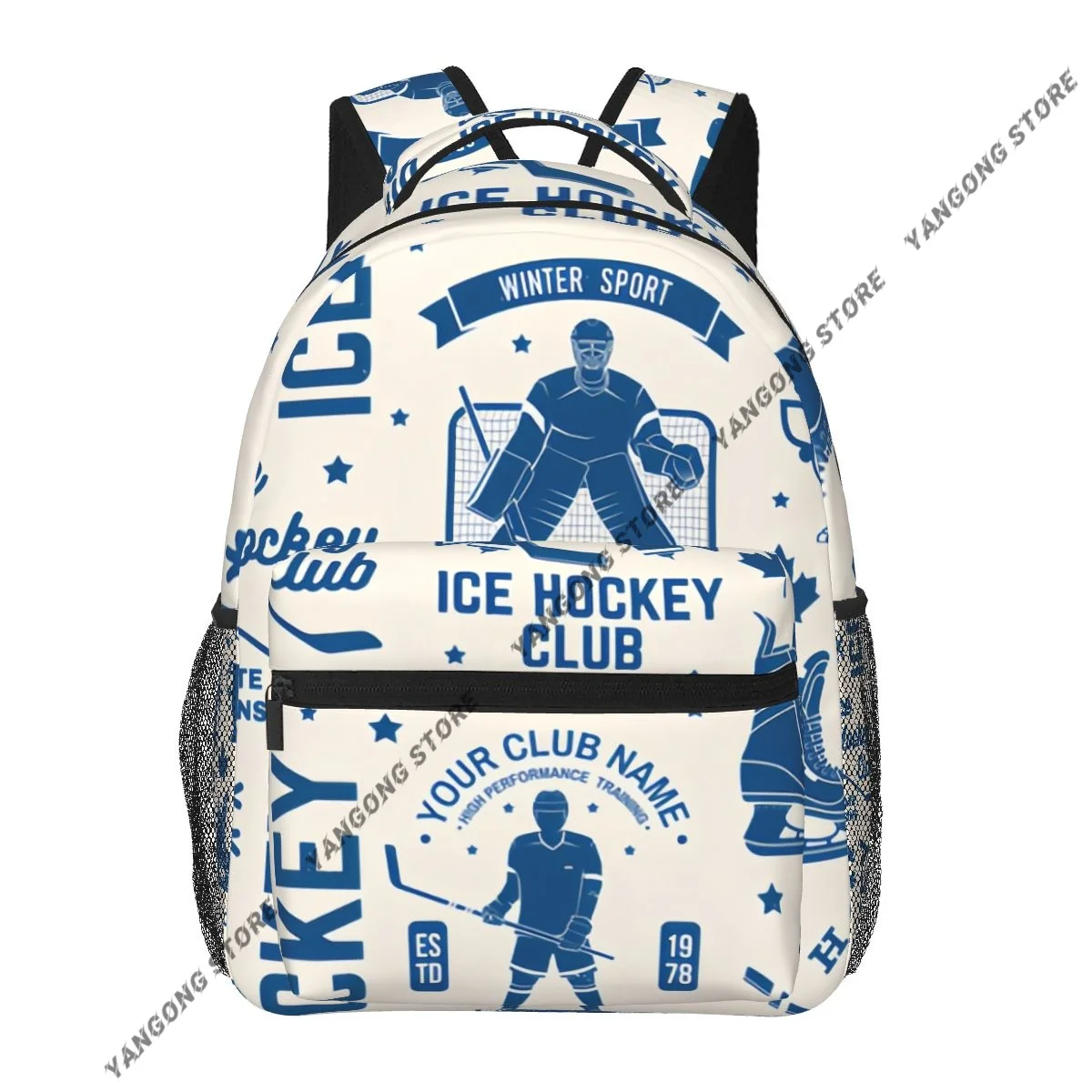 Fashion Backpack Women Men Unisex Students Backpacks Ice Hockey Club In Retro Style Travel bag Bookbag