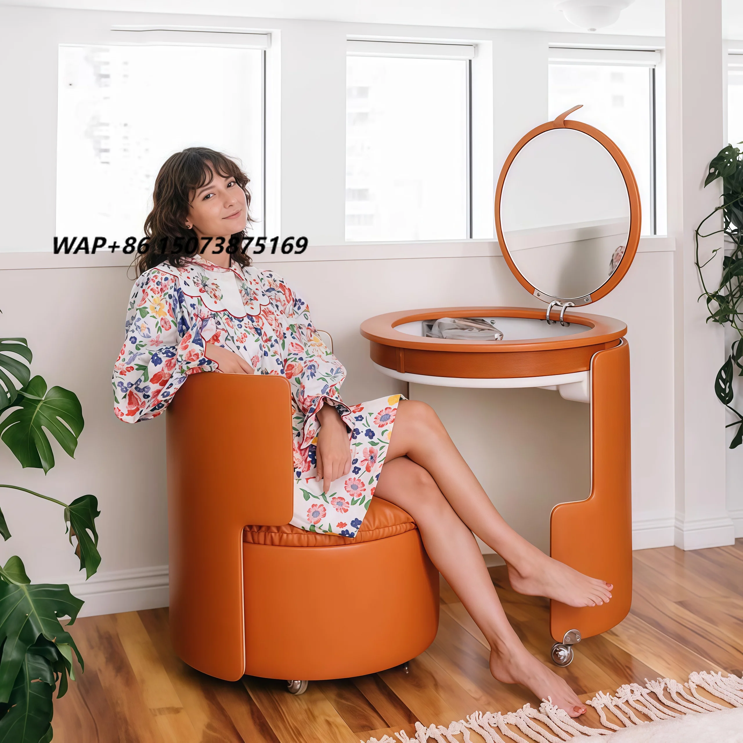 Italian Luxury Modern Solid Wood Dressing Table Adjustable Leather Seat Flip Mirror Storage Chair Bespoke Stainless Steel