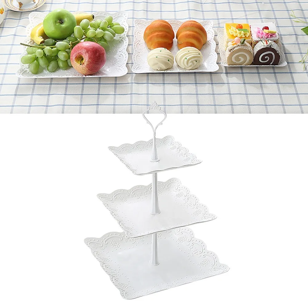 Resin Serving Tray Detachable Assembly Vertical Three Layer Display Tray Practical Glossy Surface Food Stand Snack Display