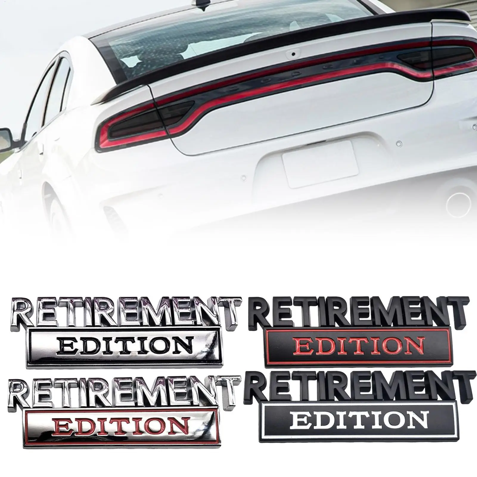Car Badges Retirement Edition Car Decals 3D Metal Sticker For Truck SUV Tailgate Upgrade Bumper Decoration Hood Trunk Door