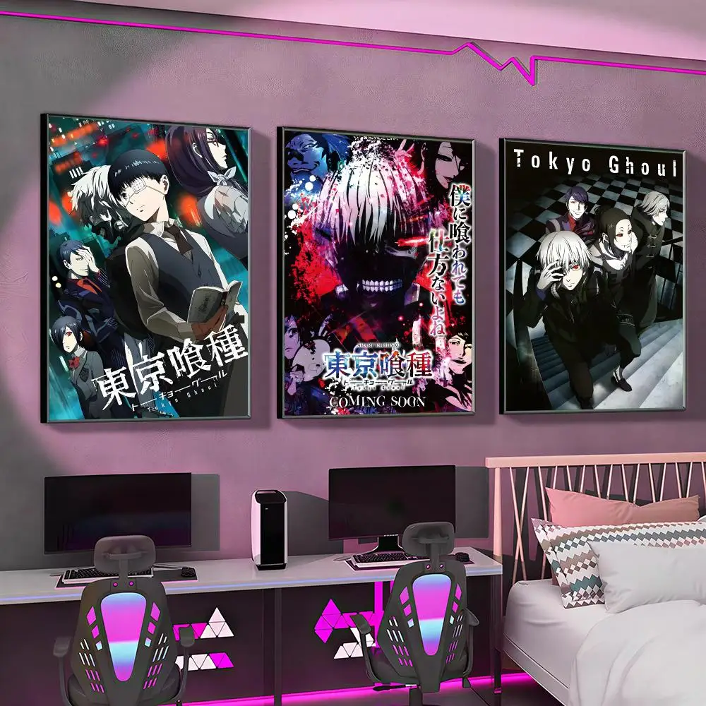 Gritty Dark Fantasy T-Tokyo Ghouls Poster Versatile HD Waterproof Wall Art Self-Adhesive Decor for Any Space Ideal Gift