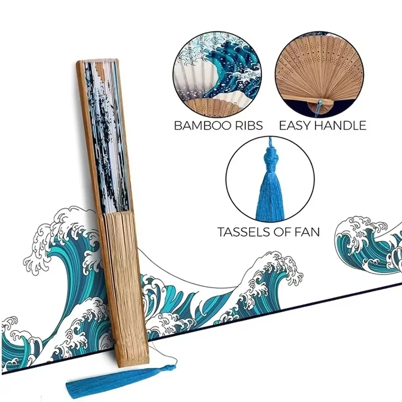 Ancient Style Folding Fan Handheld Folding Portable And Beautiful With Tassel To Enhance Atmosphere Great Prop For Photos