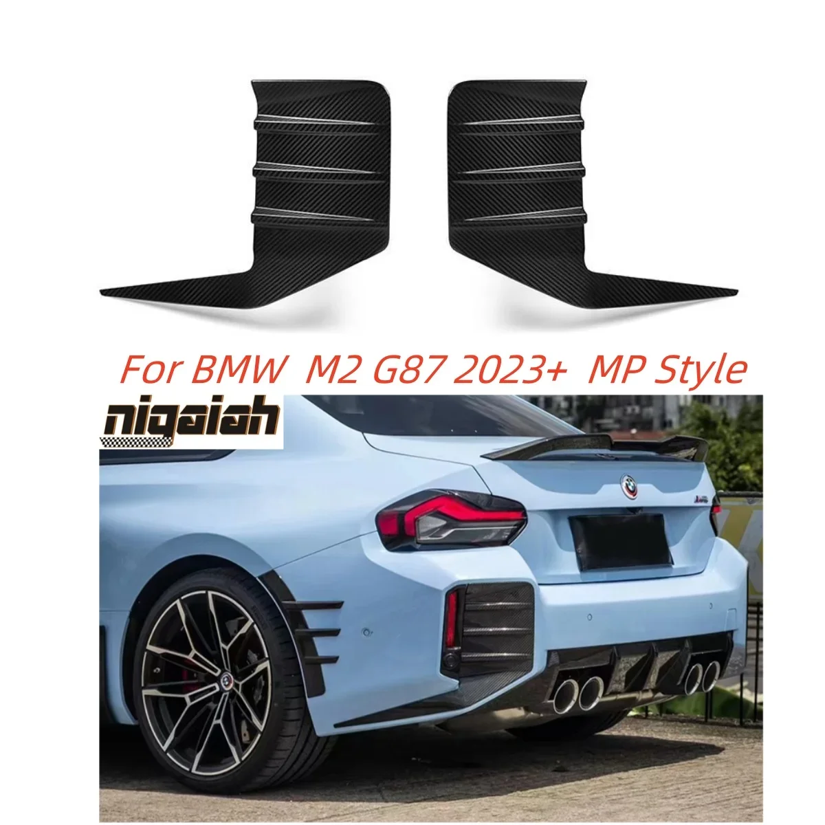 

100% MP Style Dry Carbon Fiber rear bumper canards For BMW M2 G87 2023+ 2 Door Retrofit accessories