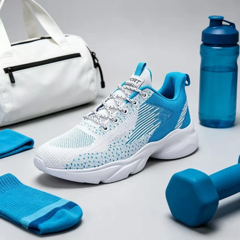 

Men's casual sports shoes flying woven lightweight outdoor breathable mesh running shoes jogging training fitness men's shoes