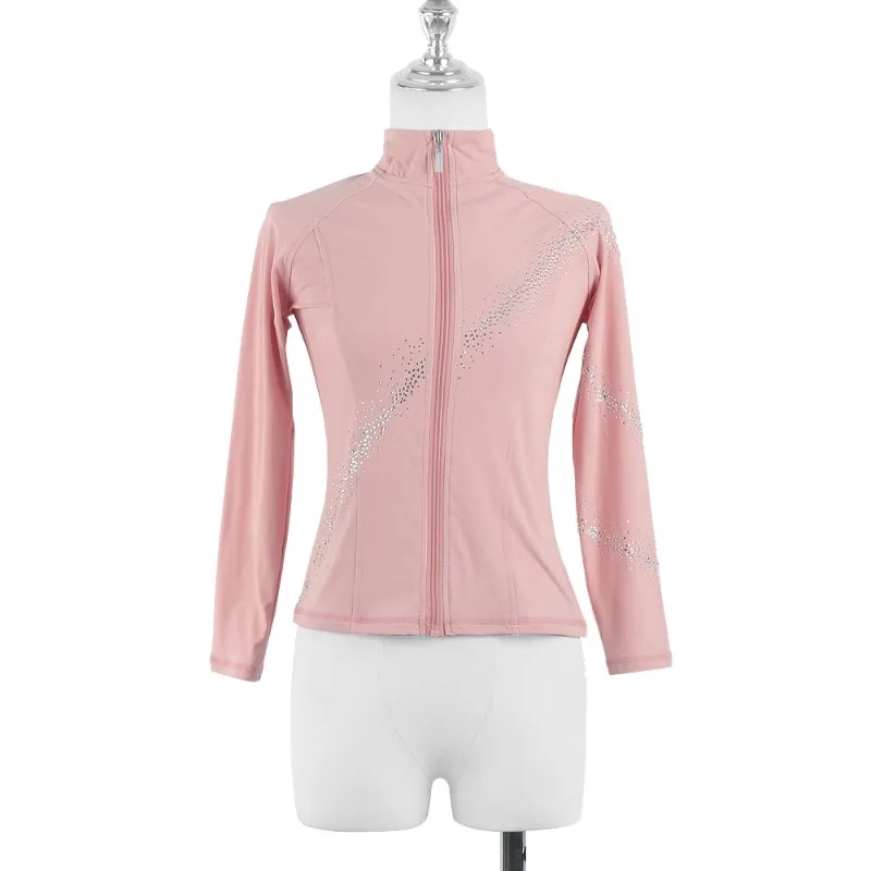 customized figure skating training clothes girls skating suit four season tops jackets women adults' diamond wrapped jackets
