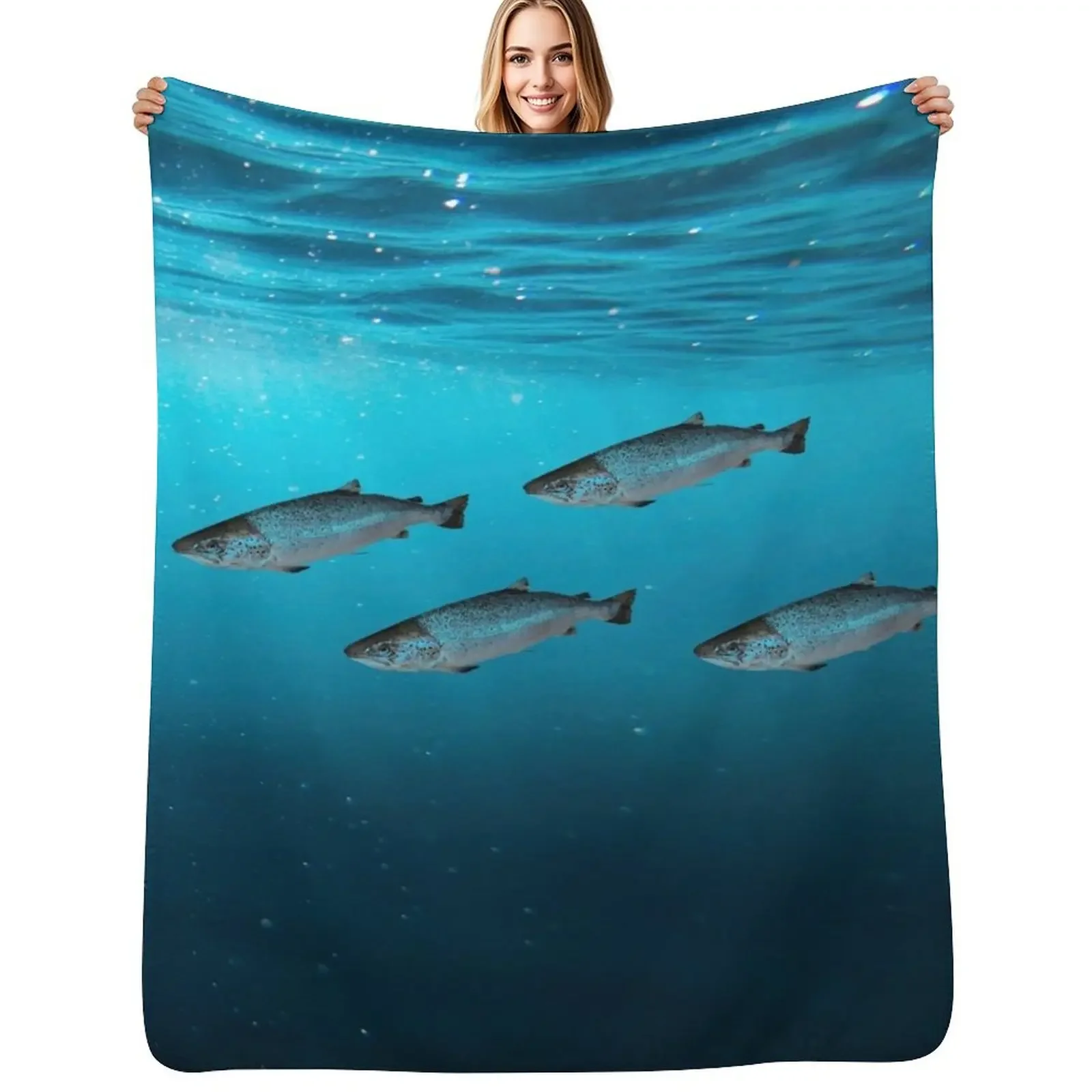 

Atlantic Salmon Throw Blanket Thermals For Travel Furry manga cosplay anime Blanket
