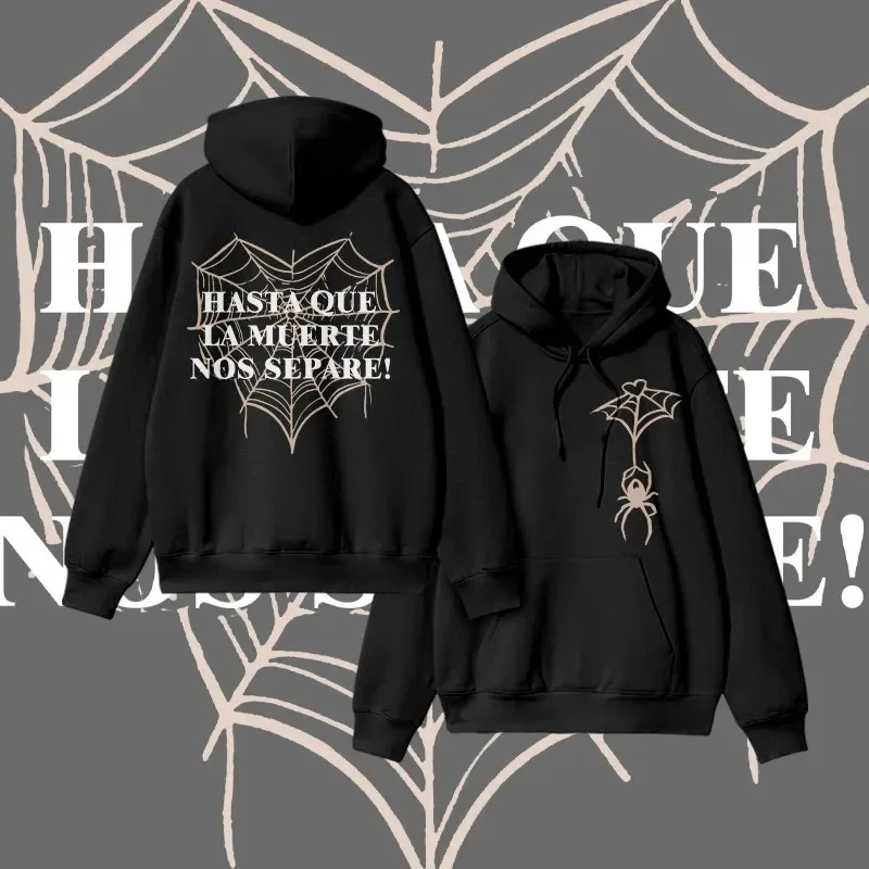 

2025 Autumn and Winter Unisex Hasta Que La Muerte Nos Separe Print Causal High-end Luxury Is for Both Men and Women Top Y2k