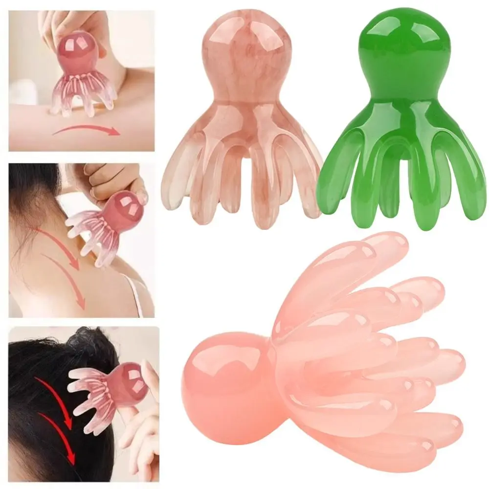 Portable 14 Tooth Octopus Massage Comb Anti-Hair Loss Head Meridian Scraping Scalp Massager Tool Resin Head Massager for Home