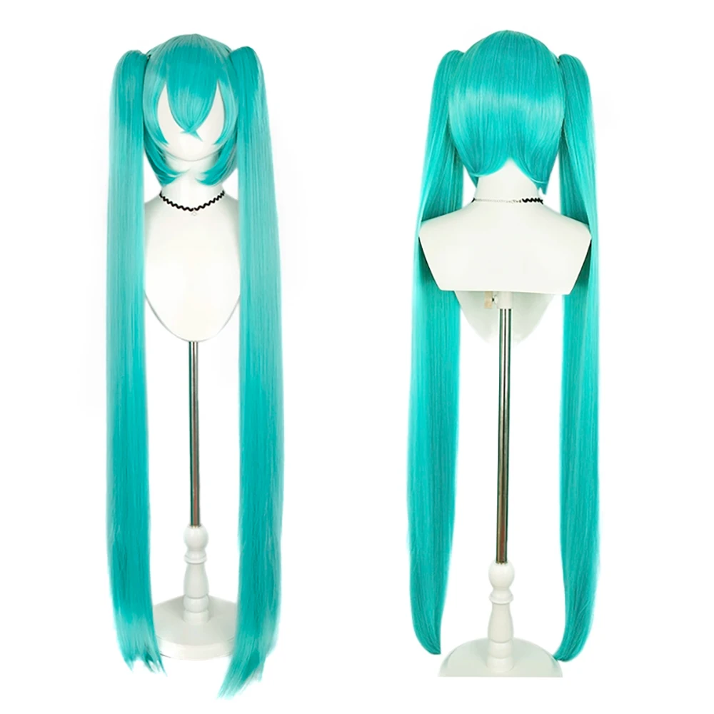 

High-Quality Anime Mikuu Cosplay Synthetic Hair 120 Cm Detachable Double Ponytails Halloween, Christmas Daily Party Wig Nature
