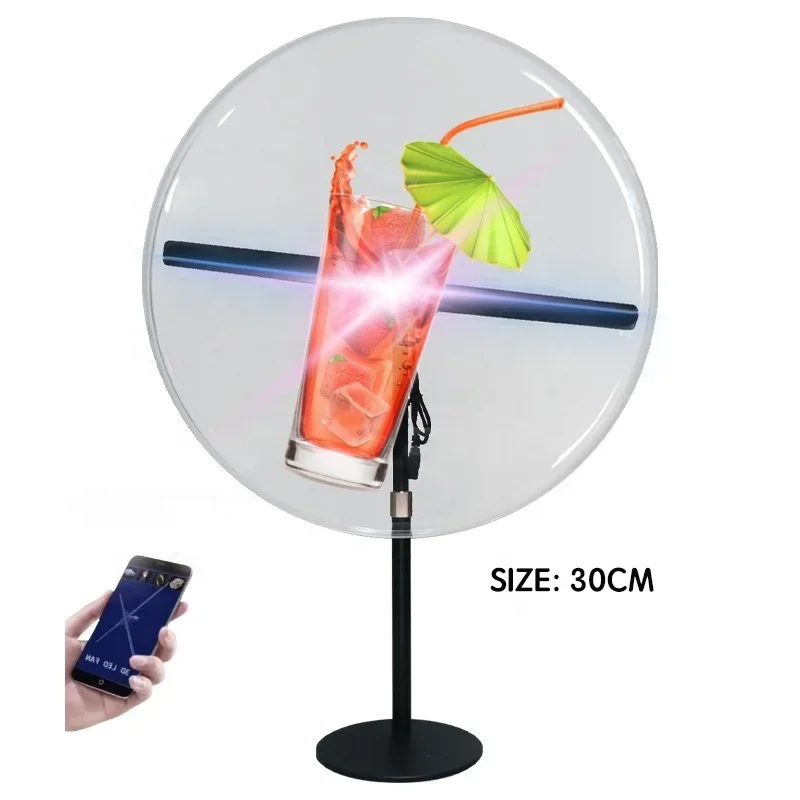 Advertising Equipment Led 3D Hologram 30Cm Indoor Advertising Led Fan Hologram With APP Control