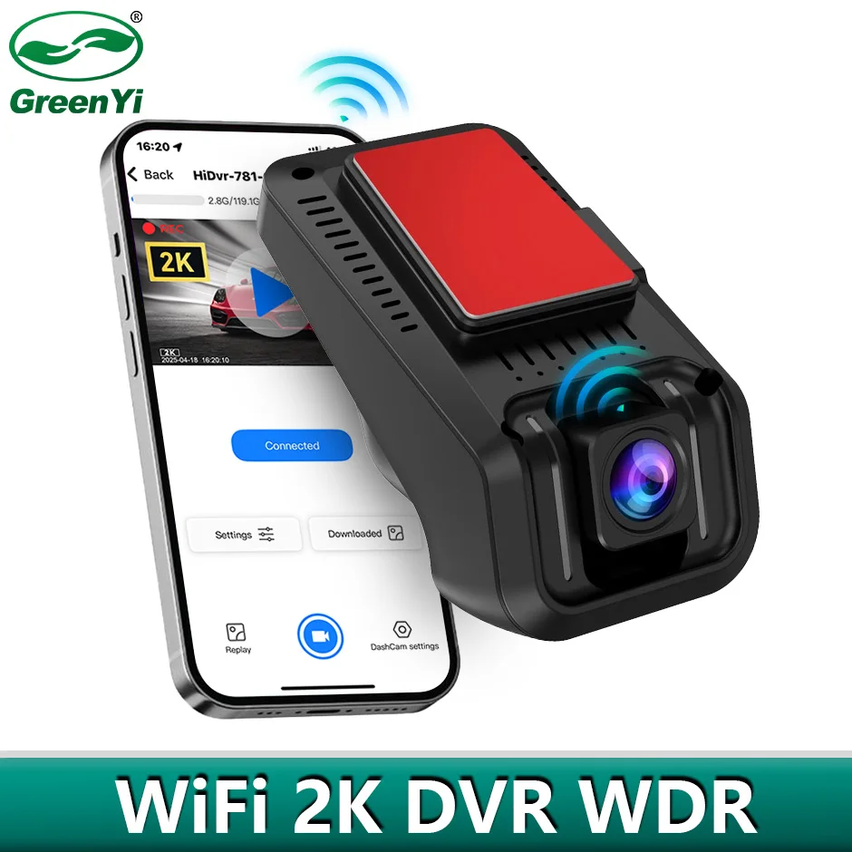 2K WiFi Full HD Car DVR Dash Cam Driving Video Recorder APP Control 24H Parking Monitor Loop Recording Night Vision For All Cars