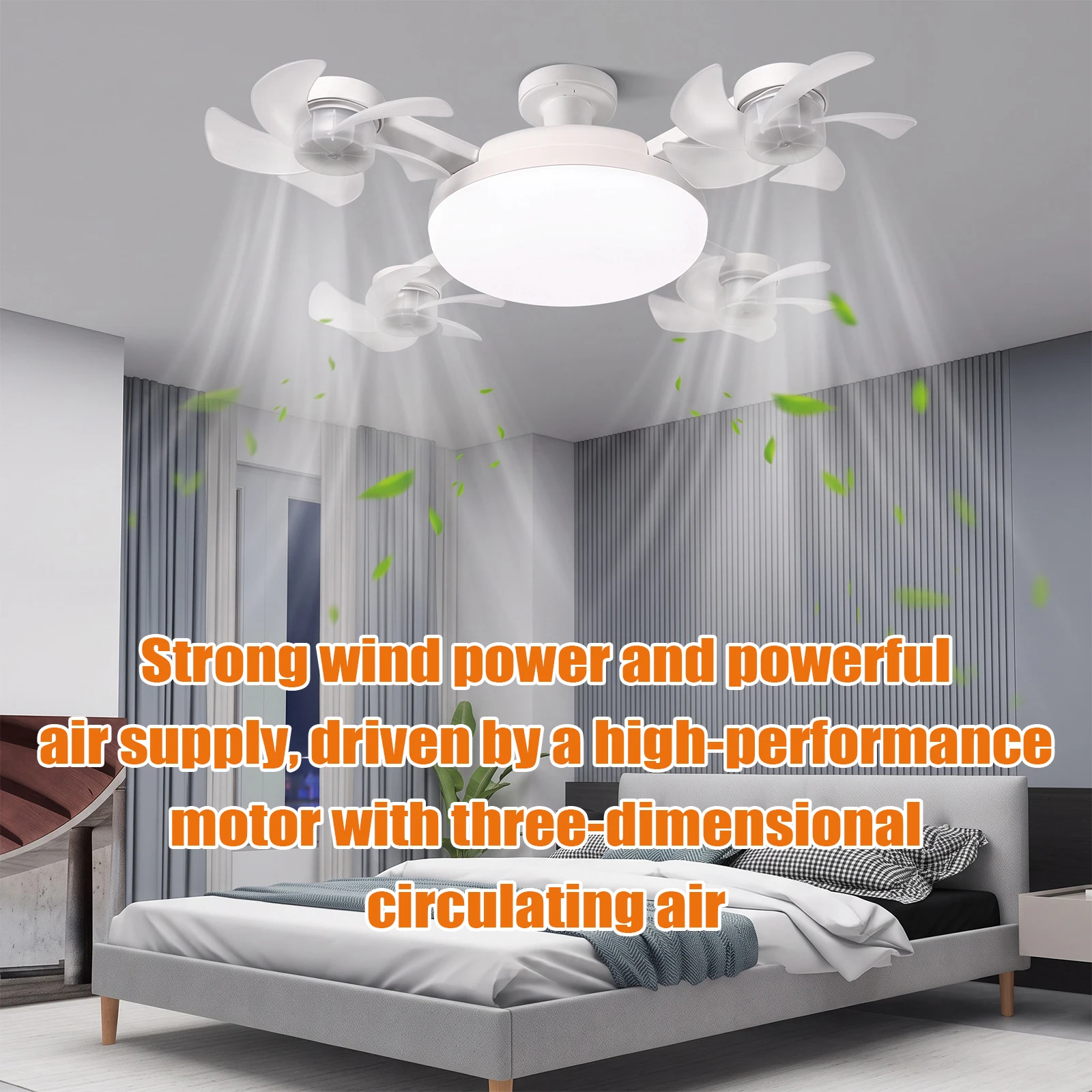 E27 Screw Socket Fan Light Bulb Drone Style Ceiling Fan Lamp High Wind Power Quiet Ceiling Fan Light with Remote Control