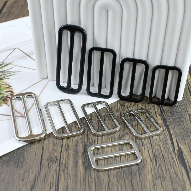5-20Pcs 25-50mm Metal Slider Buckles Webbing Bag Strap Tri Glide Buckle Leather Rectangle Adjust Hook DIY Hardware Accessories