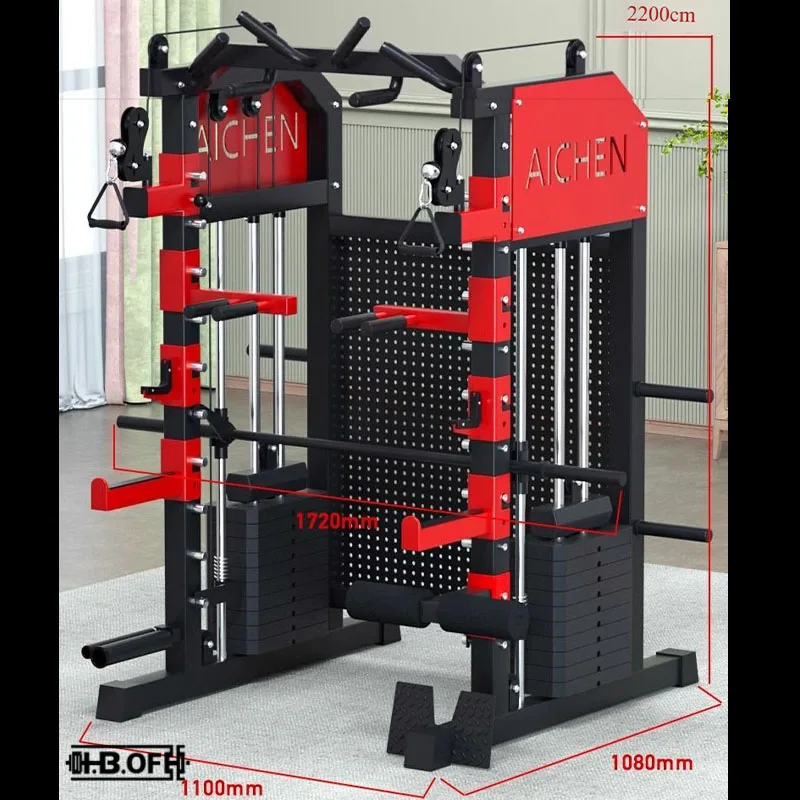 مدرب شامل لصالة الألعاب الرياضية التجارية سميث مع فتحة خلفية وإكسسوارات معلقة مع إطار جسرية لوحة الحديد 100 كجم #2