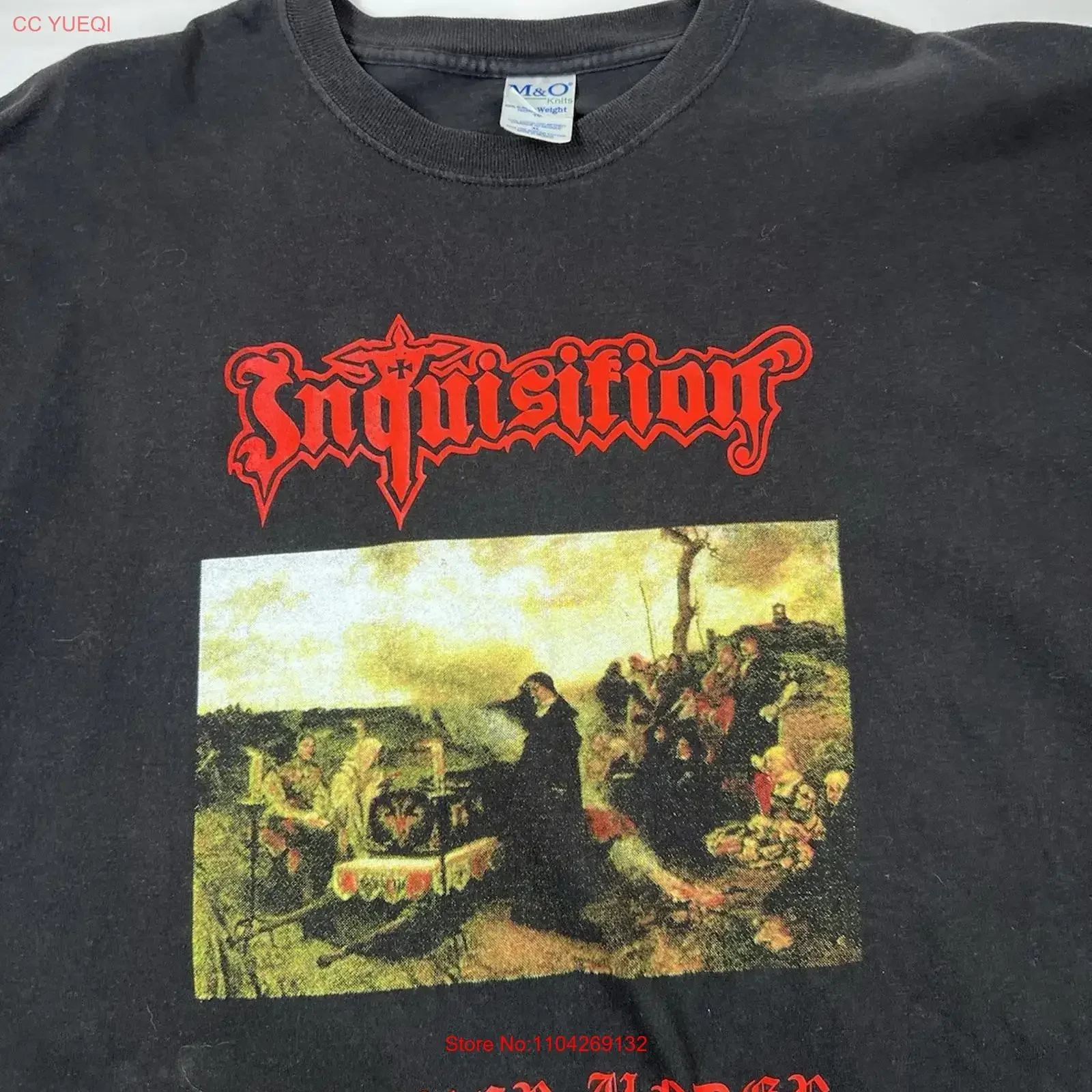 T-shirt vintage Inquisition Forever Under Black Metal XL, style délavé, mode décontractée, vêtements de créateur pour homme, élégant