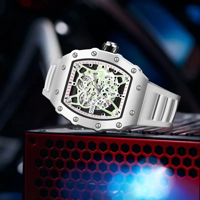 ONOLA 3827W Fashion Quartz Men's Watch Complete Calendar Silicone Strap Waterproof Quartz Watches for Men Relogio Masculino