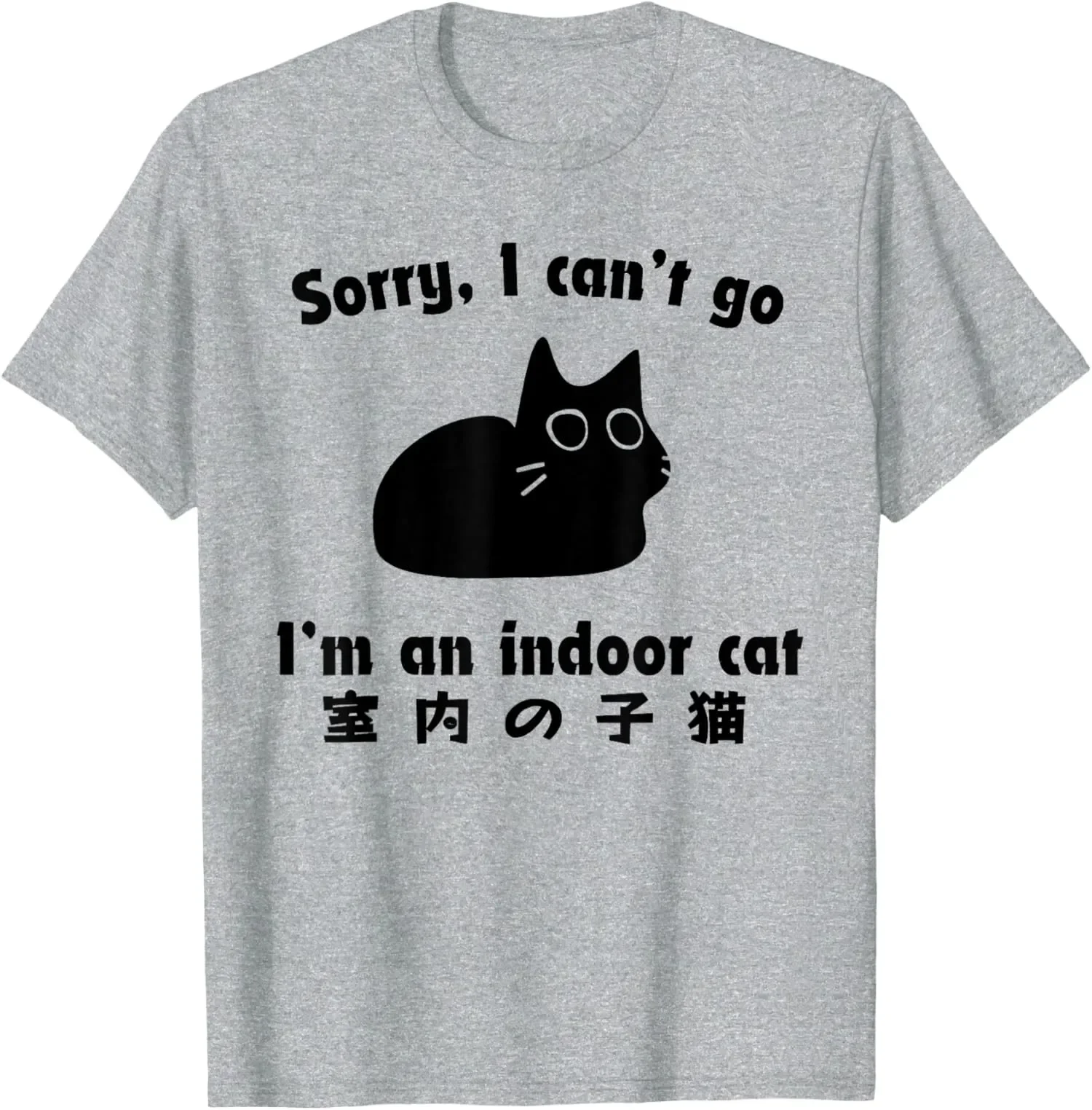 

Sorry I Cant Go Im an Indoor Cat Funny Graphic T-Shirt Casual Cotton Tee for Men