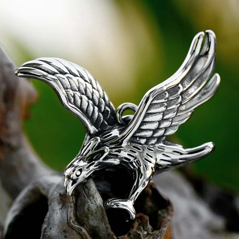 Beier Wholesale Stainless Steel Emboss Eagle Pendant necklace For Man Punk good detail Animal Jewelry BP8-542