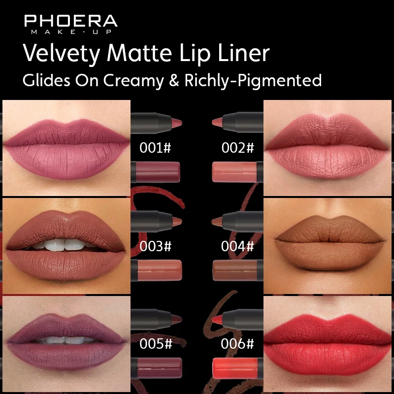 【3pcs-20%OFF】PHOERA 13-color Velvet Lip Liner Matte Smooth Long Lasting Lip Liner Pencil Lip Contour Makeup Beauty Cosmetics