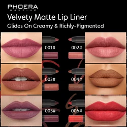 PHOERA 13 Colors Velvet Matte Lip Liner Moisturizing Long Lasting Waterproof Lipstick Non-stick Cup Lip Contour Pencil Cosmetic