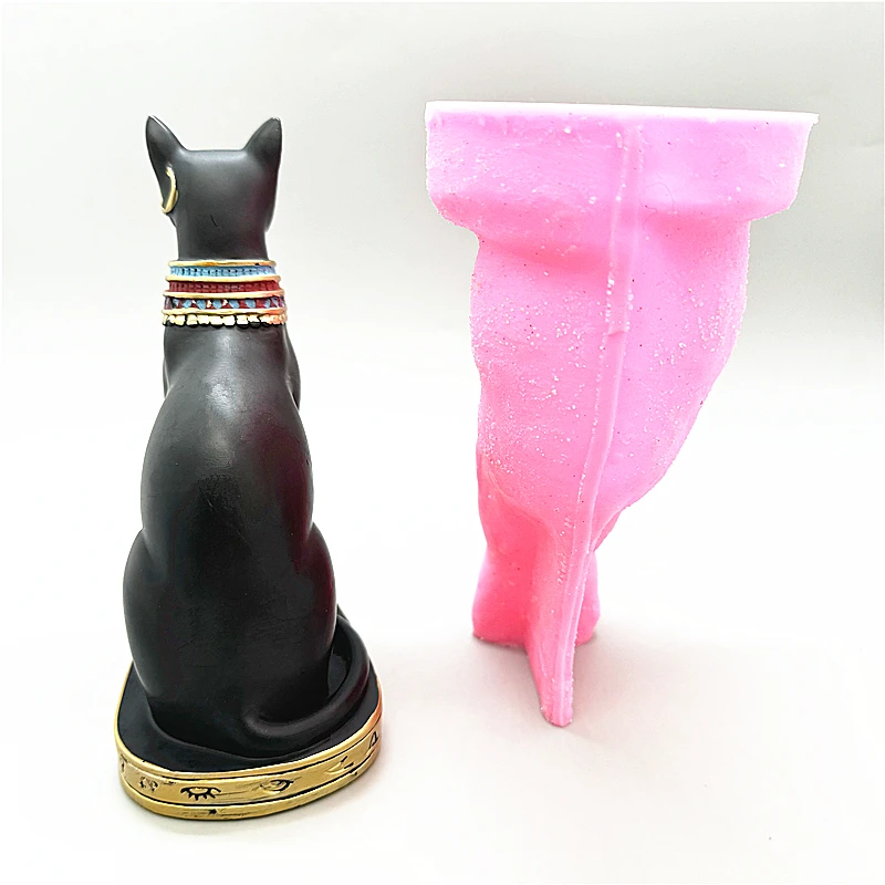 2024 Ancient Egyptian God Cat Silicone Mold DIY Flipped Gypsum Resin Crystal Dropping Gel Aromatherapy Candle Concrete Mold