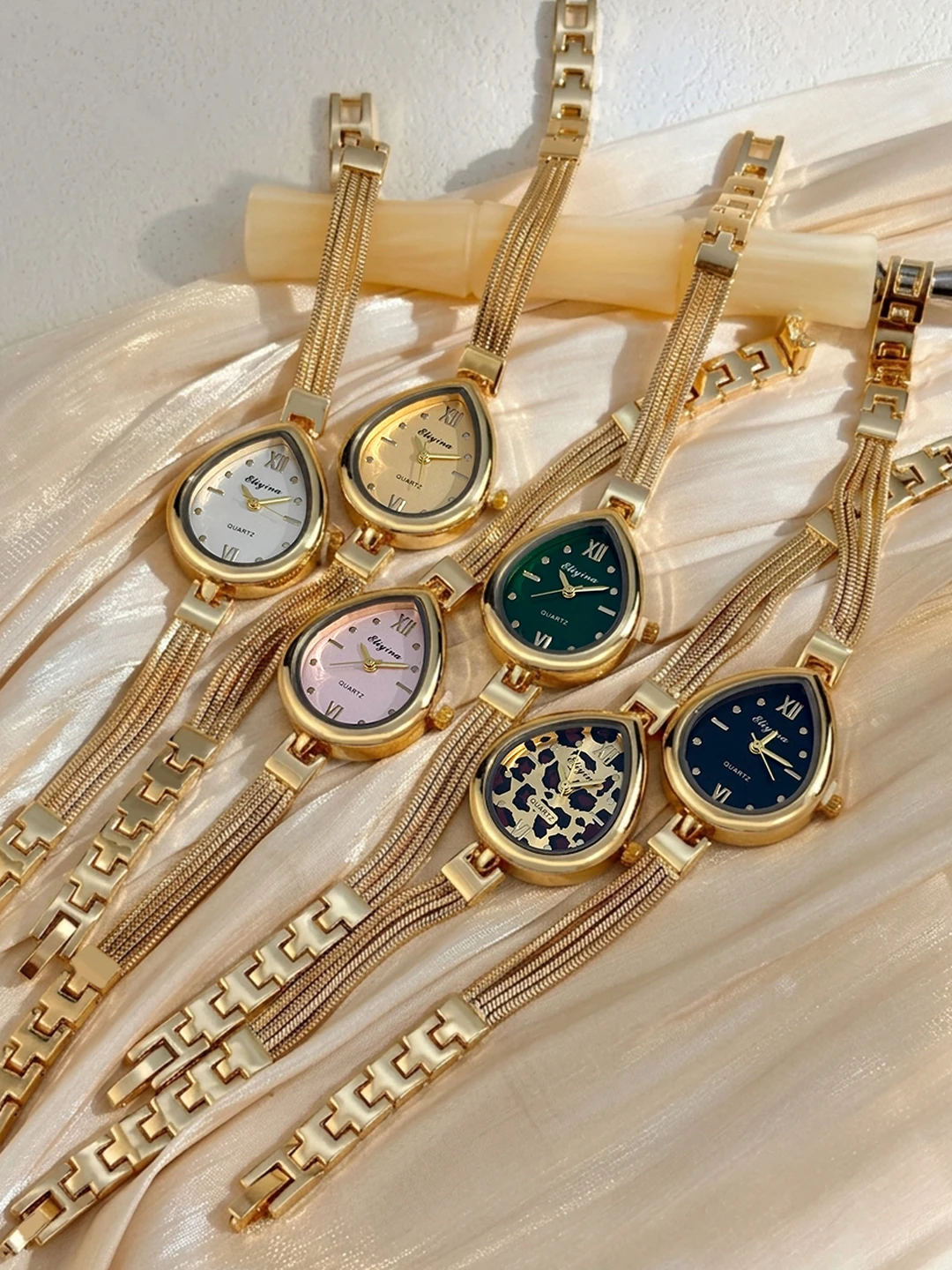 Vintage Exquisite Teardrop Dial Tassel Strap Analog Ladies Wrist Watch