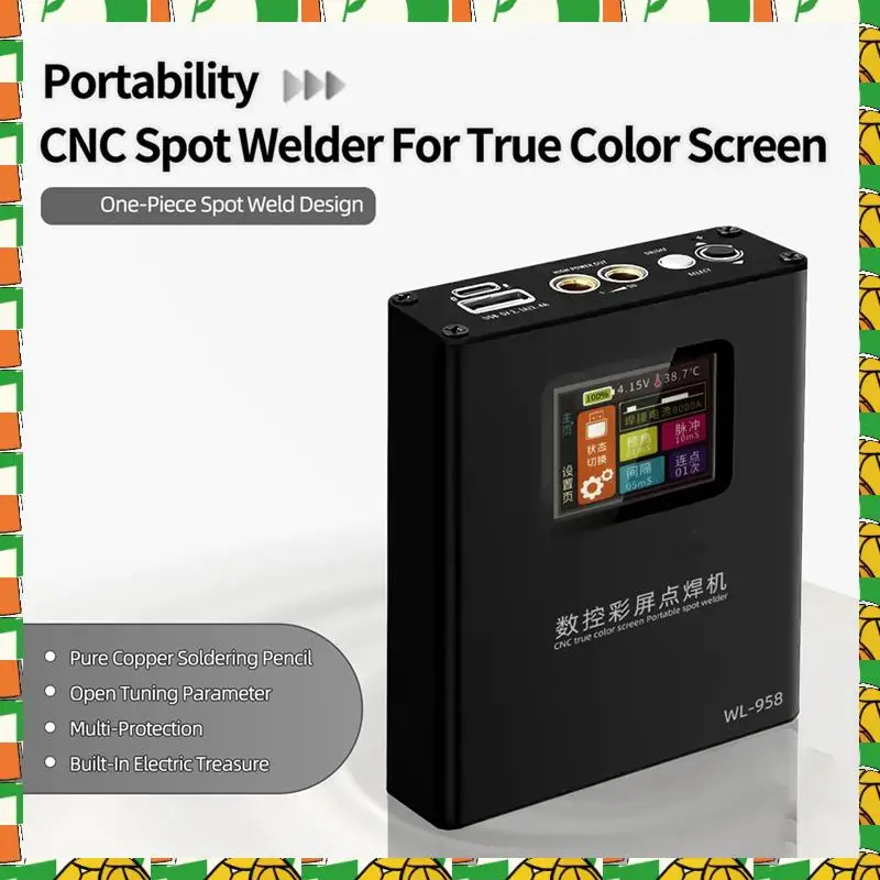 

Professional Tool New WL-958 Portable CNC Spot Welder Color Screen 2.1A Fast Charge For Phones Battery Pack Welding USB 5V/2.4A