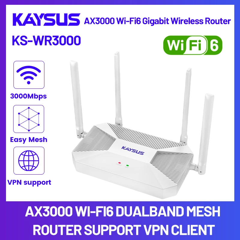 

KAYSUS AX3000 WiFi 6 Mesh Router Dual Band 2.4G/5G Supports VPN High Speed 3000Mbps Wireless Router for Home Network