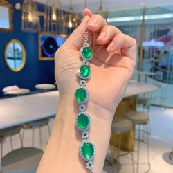 Chalcedony Emerald Green Charm Evil Eye Luxury 925 Sterling Silver Bracelet Party Jewelry Women 2022 Cubic Zirconia High Quality