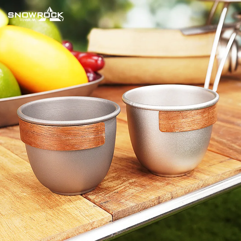 XL pure titanium master cup portable travel tea set outdoor camping car express cup wooden tray