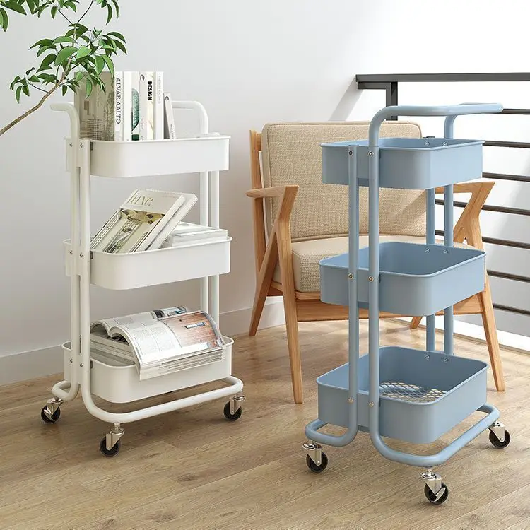 Multifunctional Handcart Storage Rack, Floor To Floor, Multi-layer Storage Rack, Wheeled Small Cart, Toy and Snack Storage