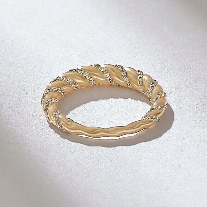 1CTW Round Cut CVD HPHT Lab-Created Diamond Women Anniversary Ring Real 14K Yellow Gold Finish